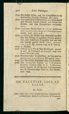 XIV. Facetiae, Ioci, et Sales
