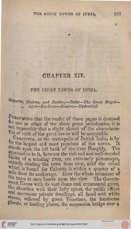 Chapter XIV: The Chief Towns of India
