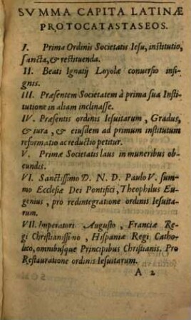 Protocatastasis seu prima Societatis Jesu institutio restauranda summo pontifici