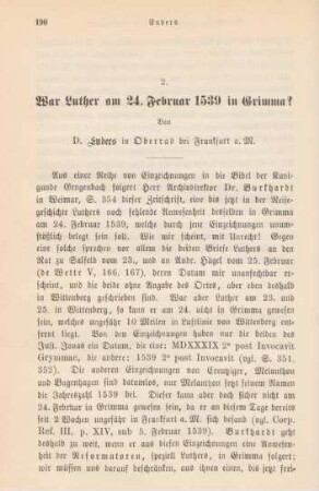 190-191 War Luther am 24. Februar 1539 in Grimma?