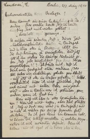 Brief an B. Schott's Söhne : 02.05.1910-03.05.1910