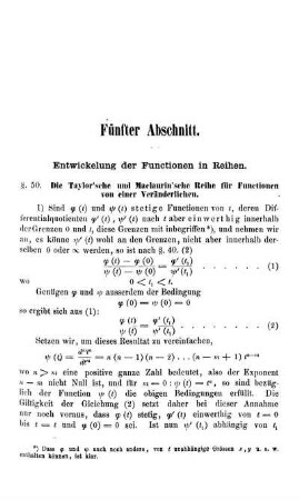 Fünfter Abschnitt. Entwickelung der Functionen in Reihen.