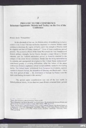 3 Prelude To The Conference Reluctant Opponents: Britain and Turkey on the Eve of the Conference