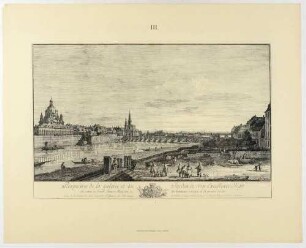 Dresden vom rechten Elbufer oberhalb der Augustusbrücke, Blatt 3 aus der Canaletto-Mappe von Otto Richter für den Verein für Geschichte Dresden