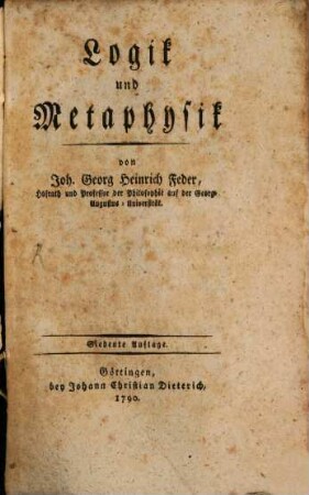 Logik und Metaphysik