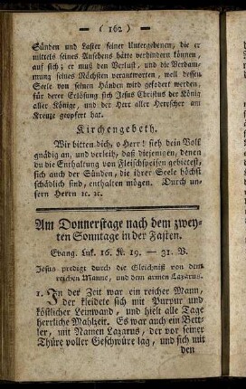 Am Donnerstage nach dem zweyten Sonntage in der Fasten.