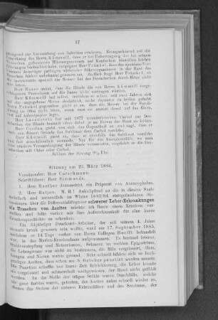 Sitzung am 23. März 1886.