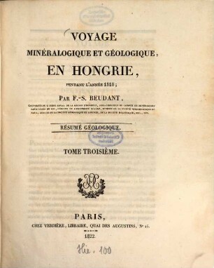 Voyage minéralogique et géologique en Hongrie : pendant l'année 1818, 3. Résumé géologique