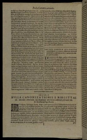 Incipit Bulla Canonizationis S. Birgittae De Regno Svetiae [...]