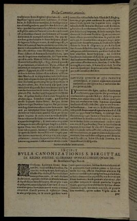 Incipit Bulla Canonizationis S. Birgittae De Regno Svetiae [...]