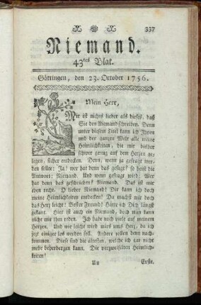 43tes Blat. Göttingen, den 23. October 1756.