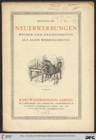 Nr. 630: Katalog: Neuerwerbungen - Bücher und Handschriften aus allen Wissensgebieten
