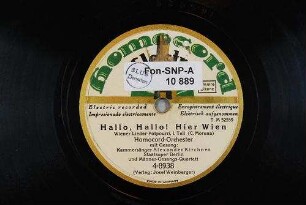 Hallo, Hallo! Hier Wien : Wiener Lieder-Potpourri; I. Teil / (C. Morena)