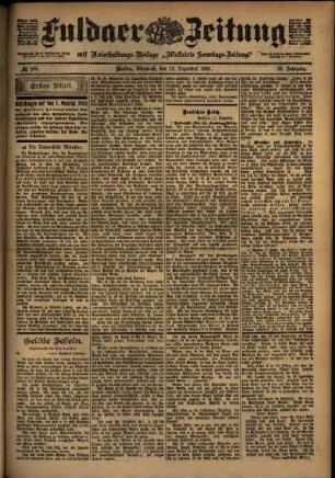 Erste Ausgabe vom Mittwoch, den 18. Dezember 1901.