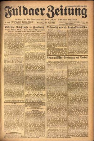 Ausgabe vom Dienstag, den 20. Juli 1926.