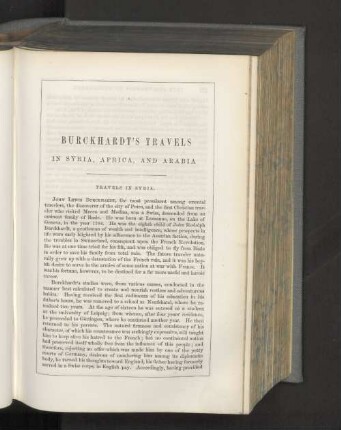 Burckhardt's travels in Syria, Africa, and Arabia