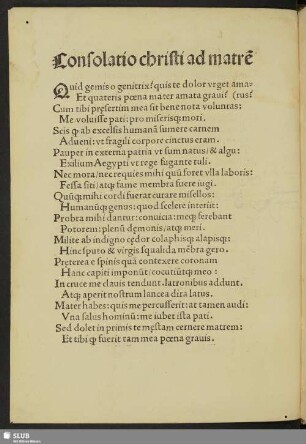 Consolatio christi ad matrem