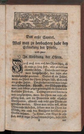 Das erste Capitel. Was man zu beobachten habe bey Erkaufung der Pferde