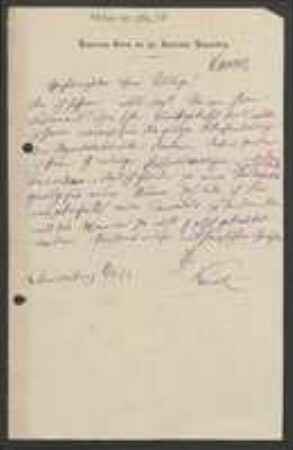 Brief von August Kanitz an Unbekannt