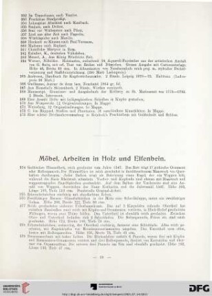 Möbel, Arbeiten in Holz und Elfenbein (Nr. 374-451)