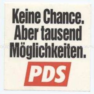 Aufkleber mit Wahlwerbung der PDS zur Bundestagswahl 1994