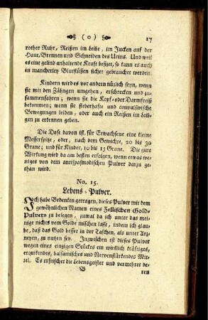 No. 15. Lebens-Pulver.