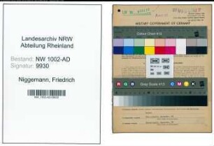 Entnazifizierung Friedrich Niggemann, geb. 12.11.1902 (Brandmeister)