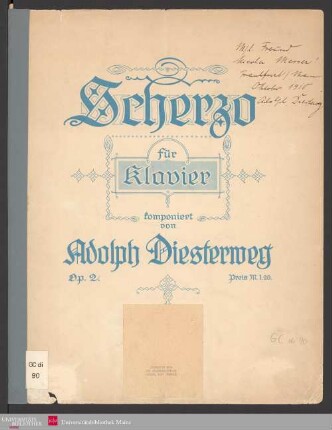 Scherzo für Klavier : op. 2
