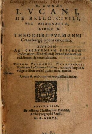 De bello civili, vel Pharsaliae libri decem