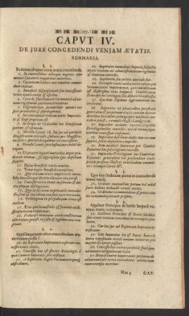 Caput IV. De Jure Concedendi Veniam Aetatis.