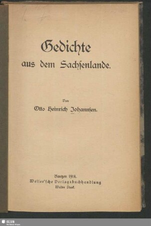 Gedichte aus dem Sachsenlande