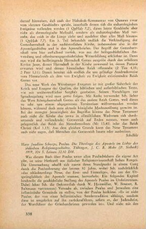 338-340 [Rezension] Schoeps, Hans-Joachim, Paulus