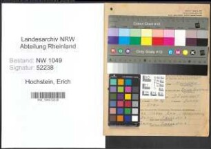 Entnazifizierung Erich Hochstein , geb. 26.06.1910 (Studienrat)