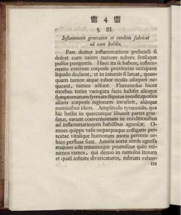 §. III. Inflammatio generatim et conditio fabricae ad eam habilis.