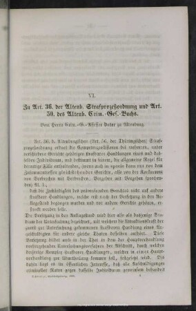 VI. Zu Art. 36. der Altenb. Strafprozeßordnung und Art. 50. des Altenb. Crim.-Ges.Buchs