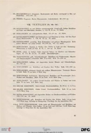 VIII. Textilien (Nr. 496-541)