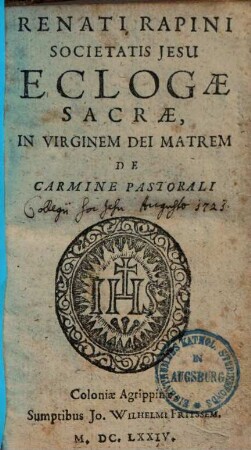 Eclogae saccrae, in virginem Dei matrem