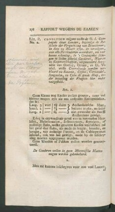 Litt. P. No. 2. Conditien volgens welke de O. I. Compagnie dezer landen, ingevolge de resolutie der vergadering van Zeventienen, ...