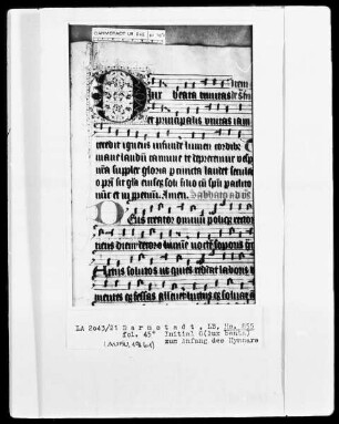 Psalterium und Hymnar (Chorpsalter) — Initiale O (lux benta), Folio 45+