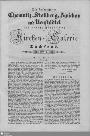 Bockau (Beschluß), Steinpleis, Ottendorf, Friedrichsgrün : 7. Lieferung