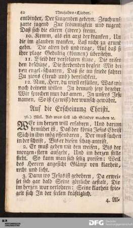 Auf die Erscheinung Christi.
