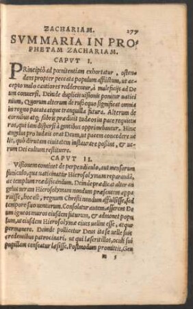 Summaria In Prophetam Zachariam.