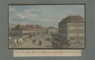 Ansicht der Gegend am Seetor in Dresden, Umrißradierung, um 1825 : Jetzige Ansicht des Platzes zu Dresden wo sonst das Seethor und die Wache standt. - [Dresden] : [Beger] , [um 1825]. - 1 Kunstbl. : aquarellierte Umrißradierung ; 15 x 9 cm