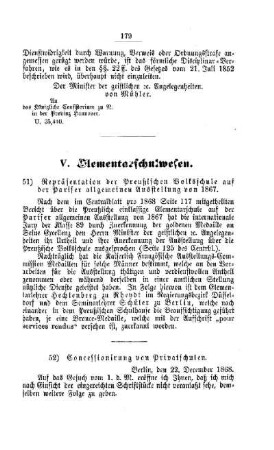 Concessionirung von Privatschulen : [V. Elementarschulwesen]