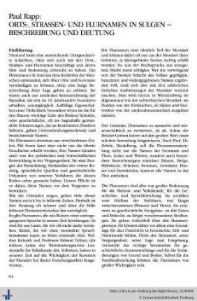 Orts-, Straßen- und Flurnamen in Sulgen – Beschreibung und Deutung.