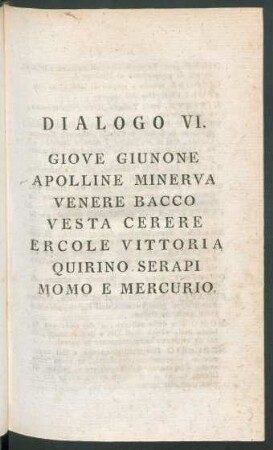 Dialogo VI. Giove Giunone ...
