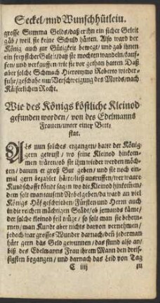 Wie des Königs köstliche Kleinod gefunden worden ...