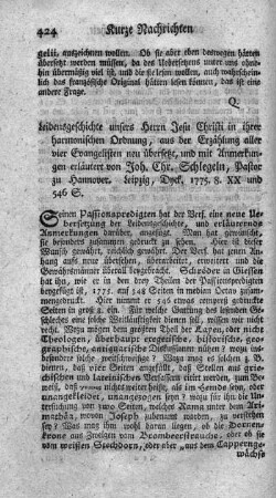 : Leidensgeschichte unsers Herrn Jesu Christi in ihrer harmonischen Ordnung.