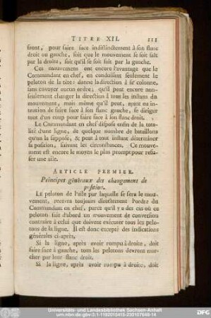 Article Premier. Principes généraux des changemens de position.