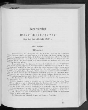 Jahresbericht der Oberschulbehörde über das Unterrichtsjahr 1913/14.
